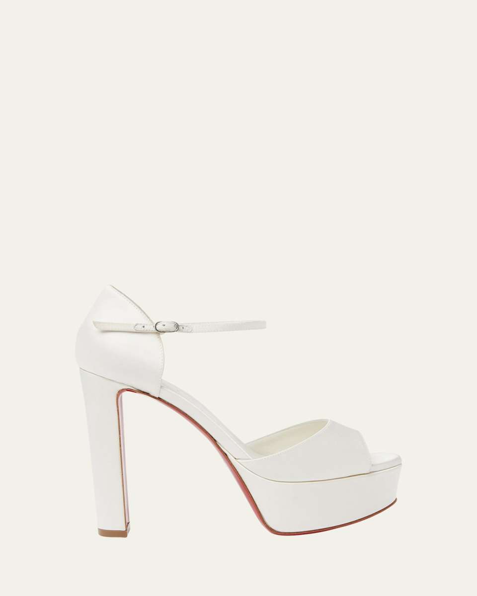 Sandaloo Silk Ankle-Strap Red Sole Platform Sandals